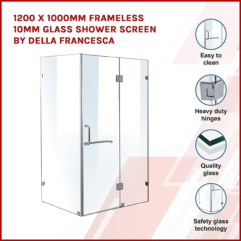 1200 x 1000mm Frameless 10mm Glass Shower Screen By Della Francesca V63-831431