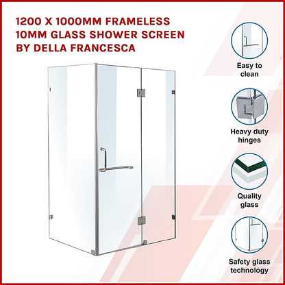 1200 x 1000mm Frameless 10mm Glass Shower Screen By Della Francesca V63-831431