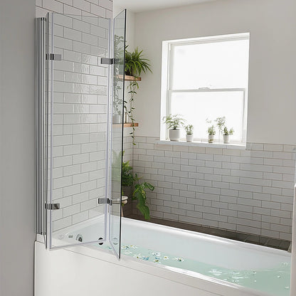 3 Fold Chrome Folding Bath Shower Screen Door Panel 1300mm x 1400mm V63-831501