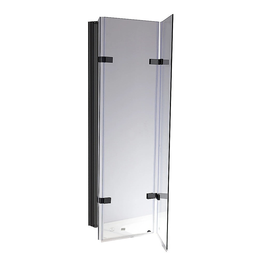 3 Fold Black Folding Bath Shower Screen Door Panel 1300mm x 1400mm V63-831511