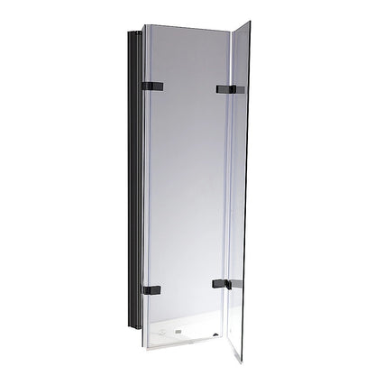 3 Fold Black Folding Bath Shower Screen Door Panel 1300mm x 1400mm V63-831511