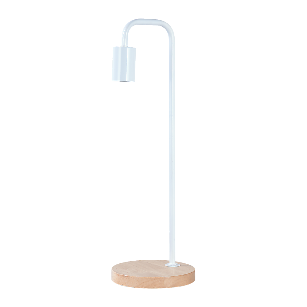 Modern Table lamp Desk Light Timber Base Bedside Bedroom White V63-831561