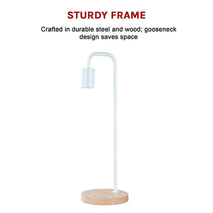 Modern Table lamp Desk Light Timber Base Bedside Bedroom White V63-831561