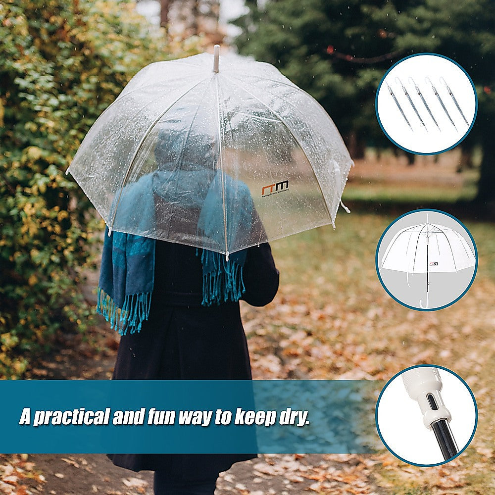 5x Clear Transparent Rain Walking Umbrella Parasol PVC Dome Wedding Party Favour V63-831651