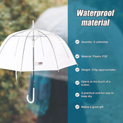 5x Clear Transparent Rain Walking Umbrella Parasol PVC Dome Wedding Party Favour V63-831651