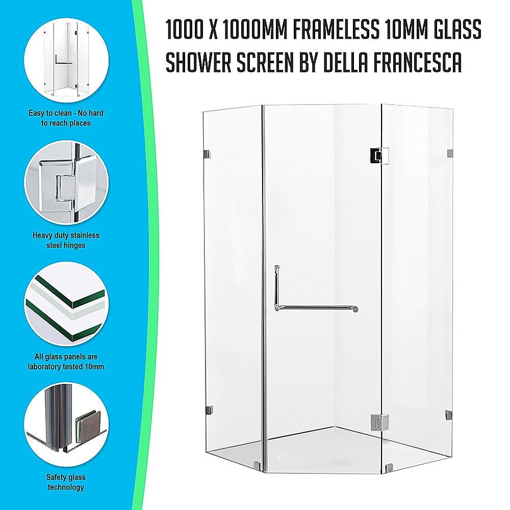1000 x 1000mm Frameless 10mm Glass Shower Screen By Della Francesca V63-831661