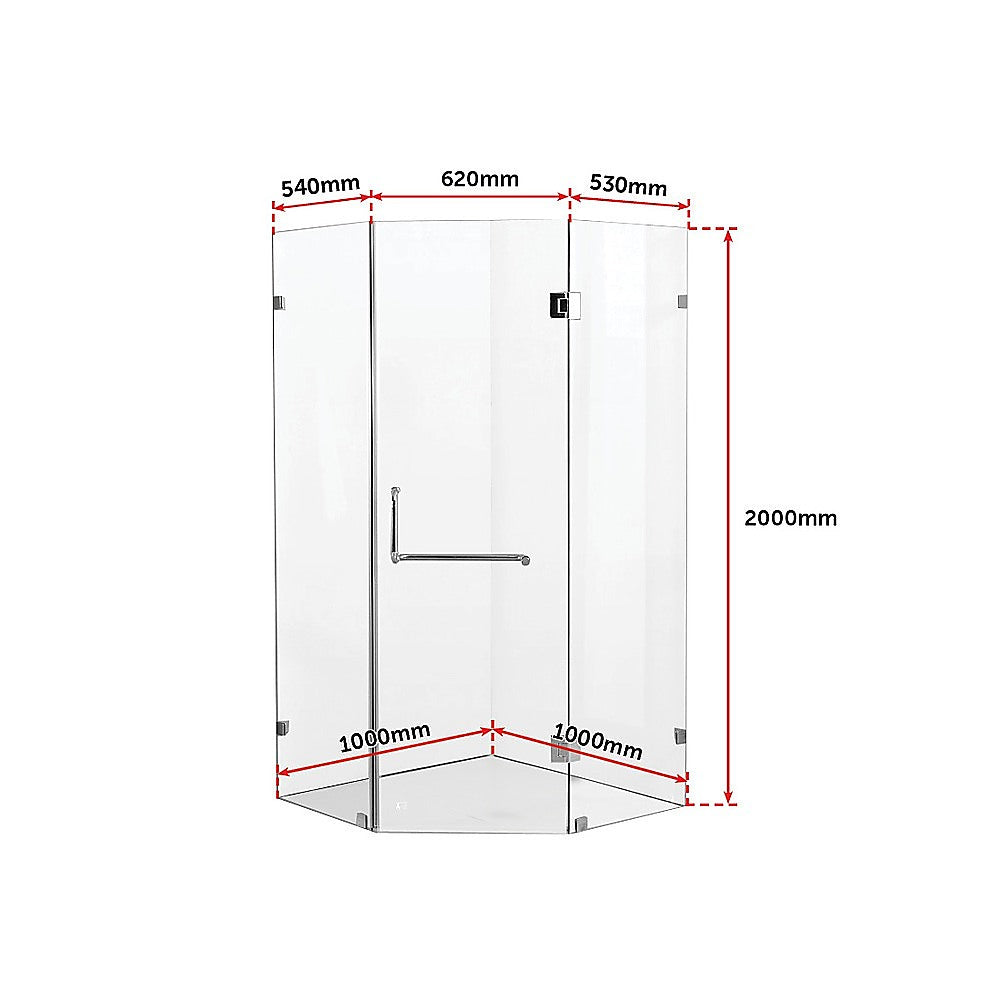 1000 x 1000mm Frameless 10mm Glass Shower Screen By Della Francesca V63-831661