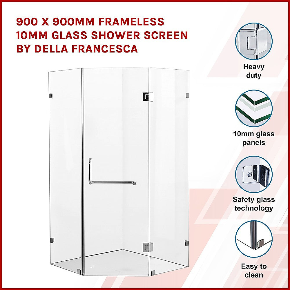 900 x 900mm Frameless 10mm Glass Shower Screen By Della Francesca V63-831671