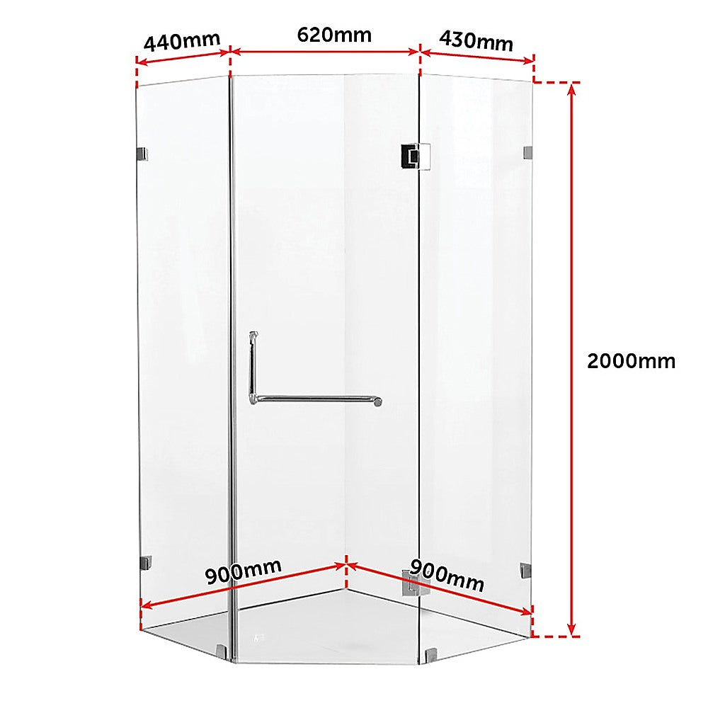 900 x 900mm Frameless 10mm Glass Shower Screen By Della Francesca V63-831671