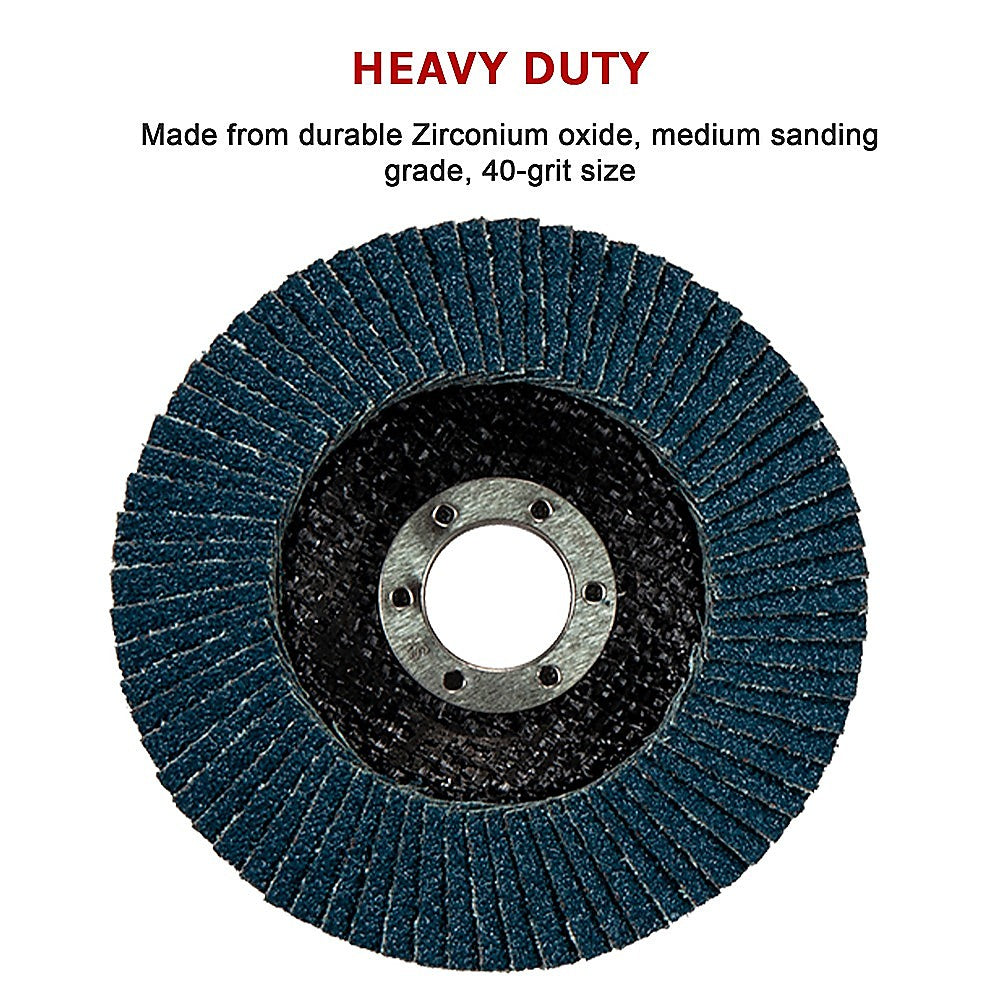 50x Pack Premium Zirconia Flap Disc Sanding Grinding 115mm 4.5" 40 Grit V63-831691