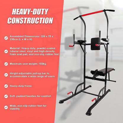 Power Tower Pull Up Weight Bench Dip Multi Station Chin Up Home Gym Equipment V63-831701