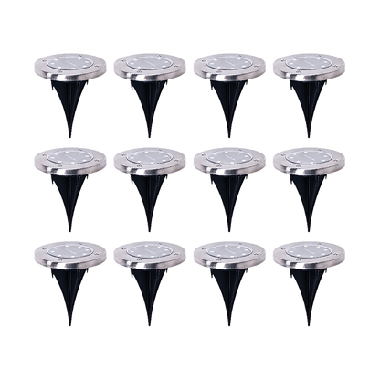 12x Solar Powered LED Buried Inground Recessed Light Garden Outdoor Deck Path V63-831721