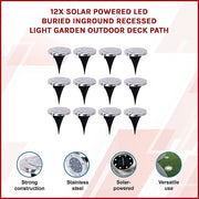 12x Solar Powered LED Buried Inground Recessed Light Garden Outdoor Deck Path V63-831721