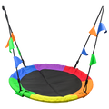 1m Tree Swing in Multi-Color Rainbow Kids Indoor/Outdoor Round Mat Saucer Swing V63-831801