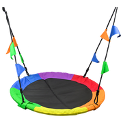 1m Tree Swing in Multi-Color Rainbow Kids Indoor/Outdoor Round Mat Saucer Swing V63-831801