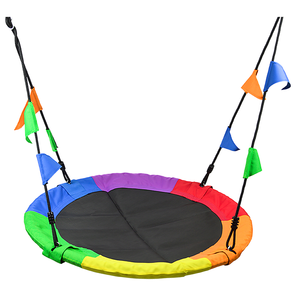 1m Tree Swing in Multi-Color Rainbow Kids Indoor/Outdoor Round Mat Saucer Swing V63-831801