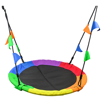 1m Tree Swing in Multi-Color Rainbow Kids Indoor/Outdoor Round Mat Saucer Swing V63-831801