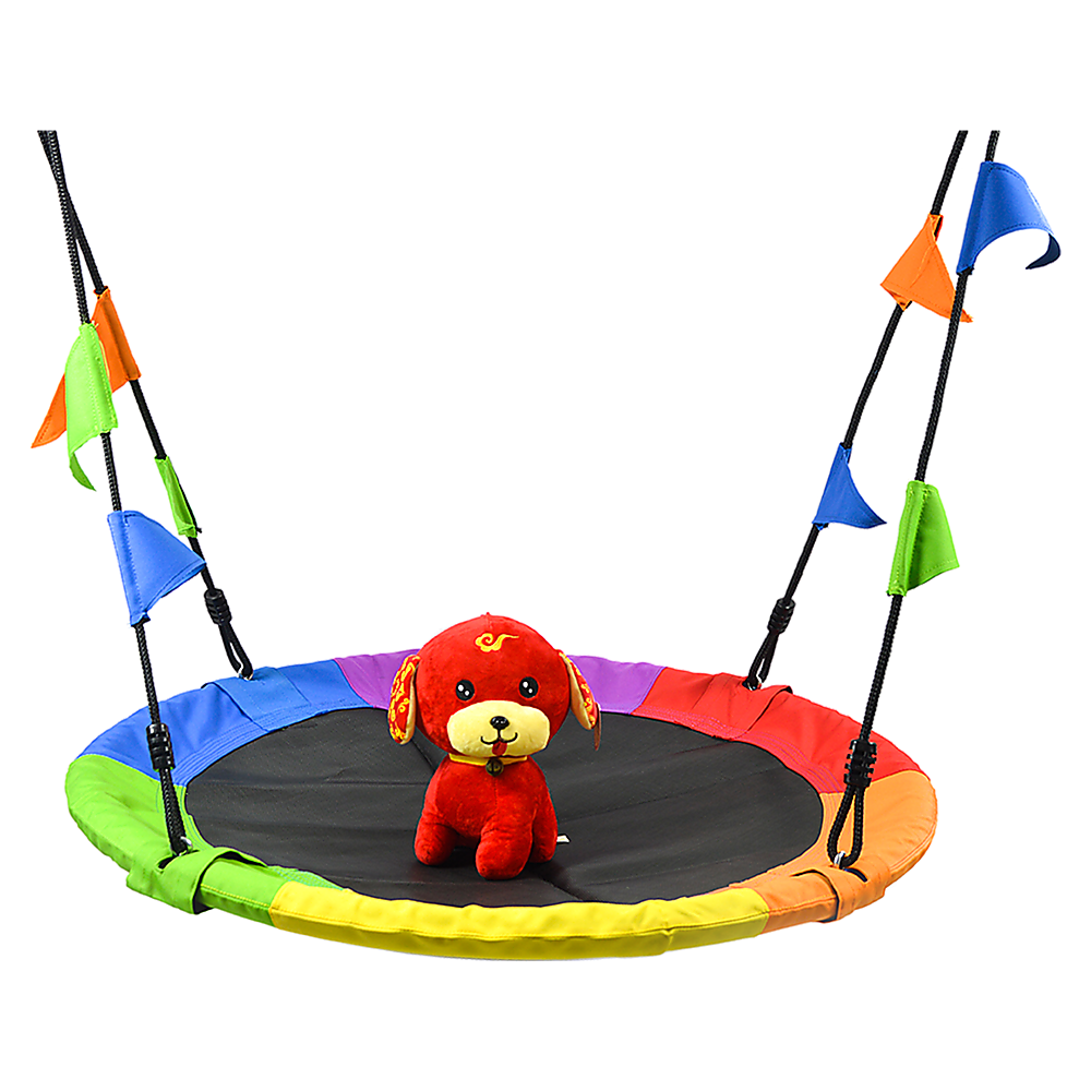1m Tree Swing in Multi-Color Rainbow Kids Indoor/Outdoor Round Mat Saucer Swing V63-831801