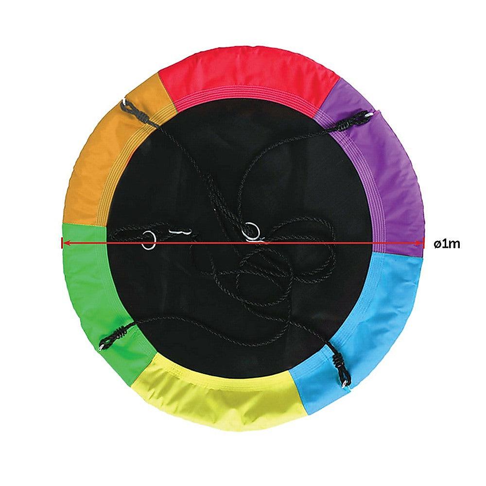 1m Tree Swing in Multi-Color Rainbow Kids Indoor/Outdoor Round Mat Saucer Swing V63-831801