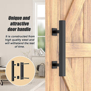 12" Square Pull and Flush Door Handle Set Black Barn Door Hardware V63-831831