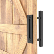 12" Square Pull and Flush Door Handle Set Black Barn Door Hardware V63-831831