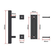 12" Square Pull and Flush Door Handle Set Black Barn Door Hardware V63-831831