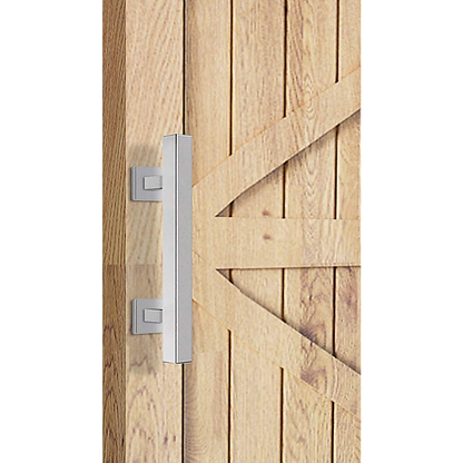 12" Square Pull and Flush Door Handle Set Stainless Steel Barn Door Hardware