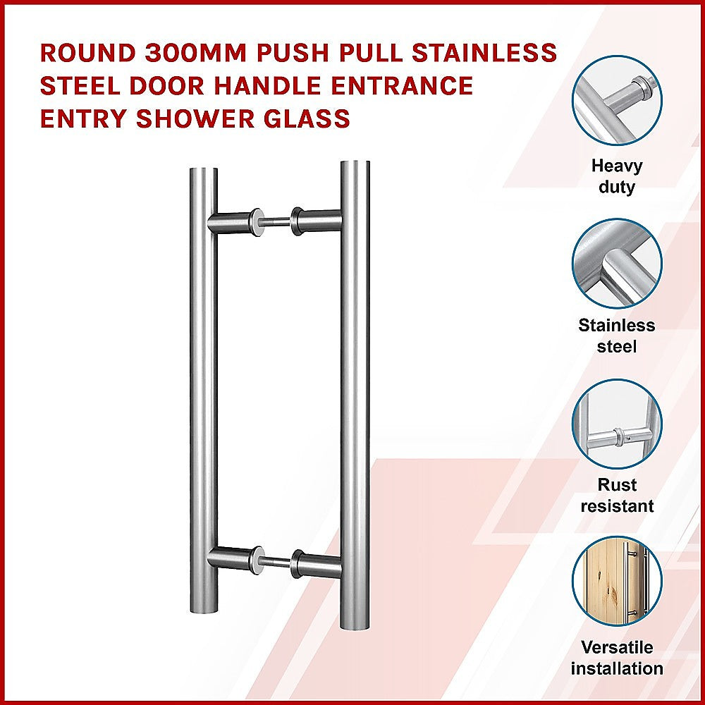 Round 300mm Stainless Steel Push Pull Door Handle for Wood Glass V63-831861