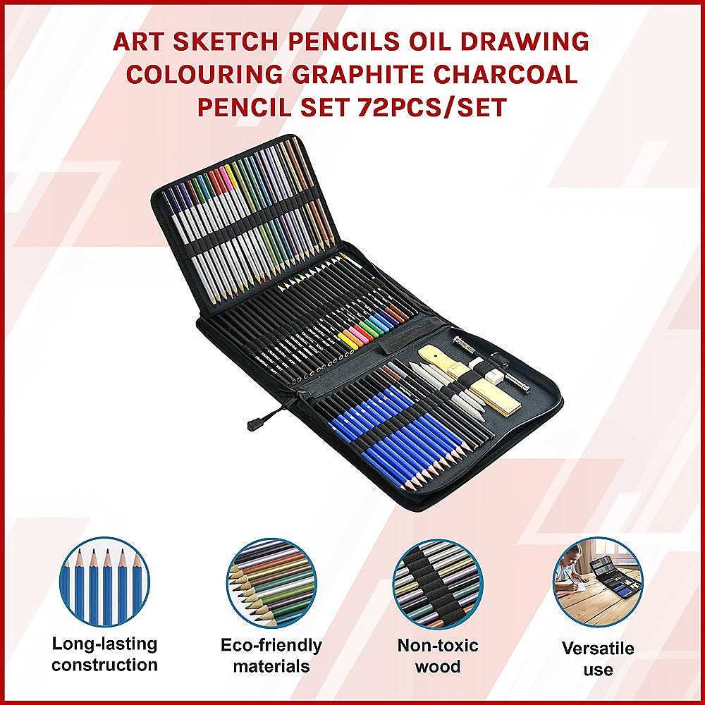 Art Sketch Pencils Oil Drawing Colouring Graphite Charcoal Pencil Set 72pcs/set V63-831871