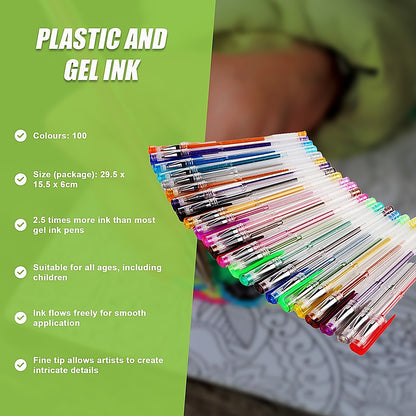 Glitter Gel Pens (100 pack) with 2.5X More Ink - Craft, Kids & Adult Colouring V63-831911