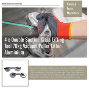 4 x Double Suction Glass Lifting Tool 70kg Vacuum Puller Lifter Aluminium V63-831921