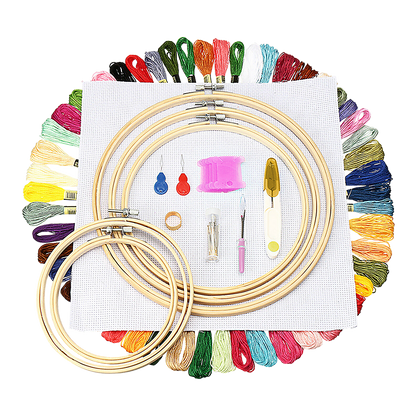 Embroidery Starter Kit Cross Stitch Kit DIY Hand Craft Stitch 50 Colour Kit V63-831951