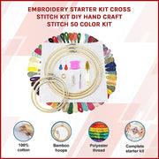Embroidery Starter Kit Cross Stitch Kit DIY Hand Craft Stitch 50 Colour Kit V63-831951