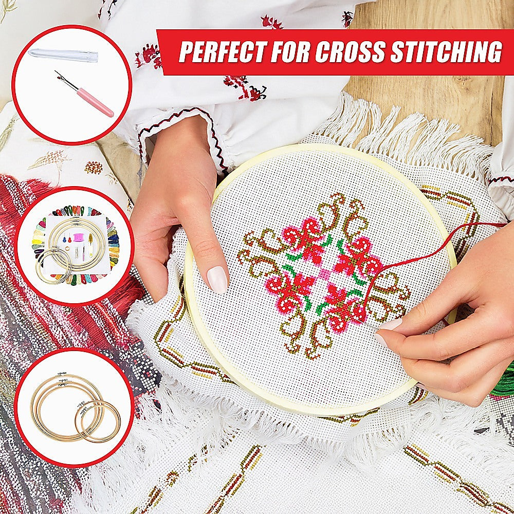 Embroidery Starter Kit Cross Stitch Kit DIY Hand Craft Stitch 50 Colour Kit V63-831951