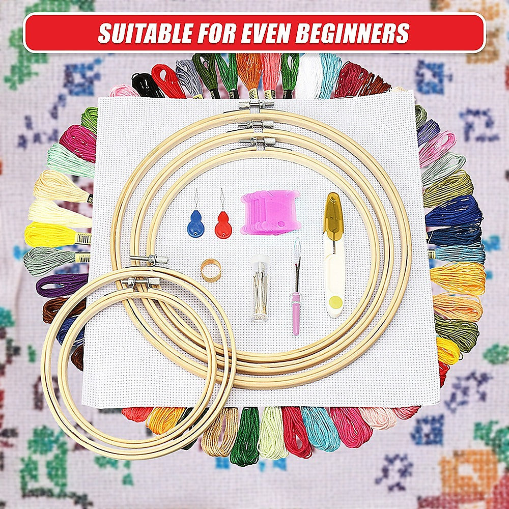 Embroidery Starter Kit Cross Stitch Kit DIY Hand Craft Stitch 50 Colour Kit V63-831951