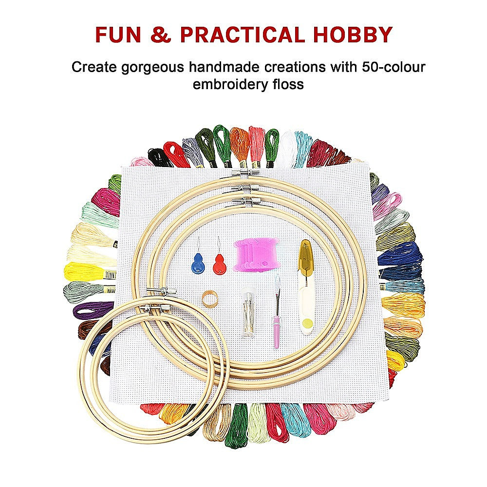 Embroidery Starter Kit Cross Stitch Kit DIY Hand Craft Stitch 50 Colour Kit V63-831951