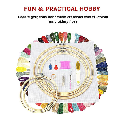 Embroidery Starter Kit Cross Stitch Kit DIY Hand Craft Stitch 50 Colour Kit V63-831951
