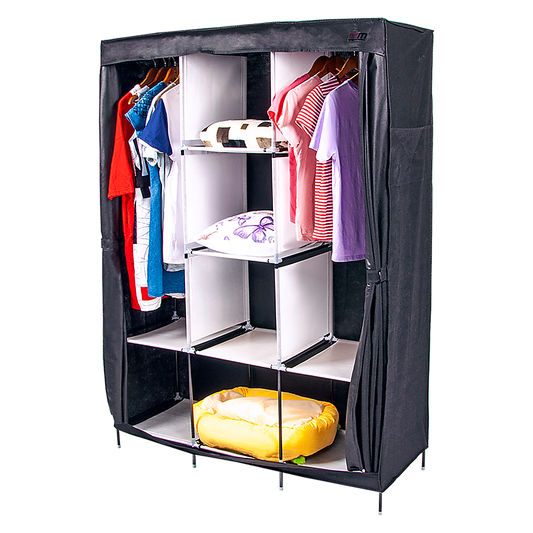 Large Portable Clothes Closet Canvas Wardrobe Storage Organizer with Shelves V63-831971