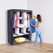 Large Portable Clothes Closet Canvas Wardrobe Storage Organizer with Shelves V63-831971