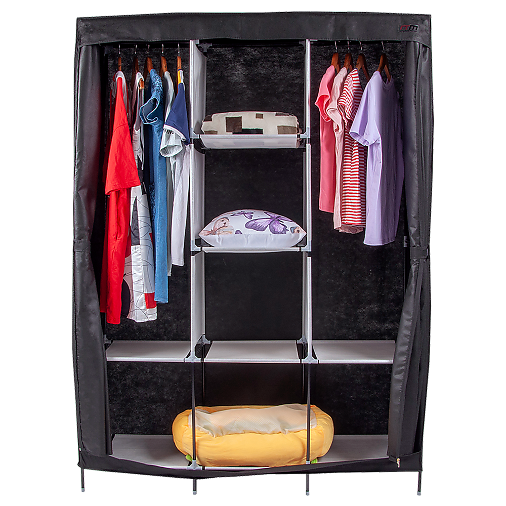 Large Portable Clothes Closet Canvas Wardrobe Storage Organizer with Shelves V63-831971