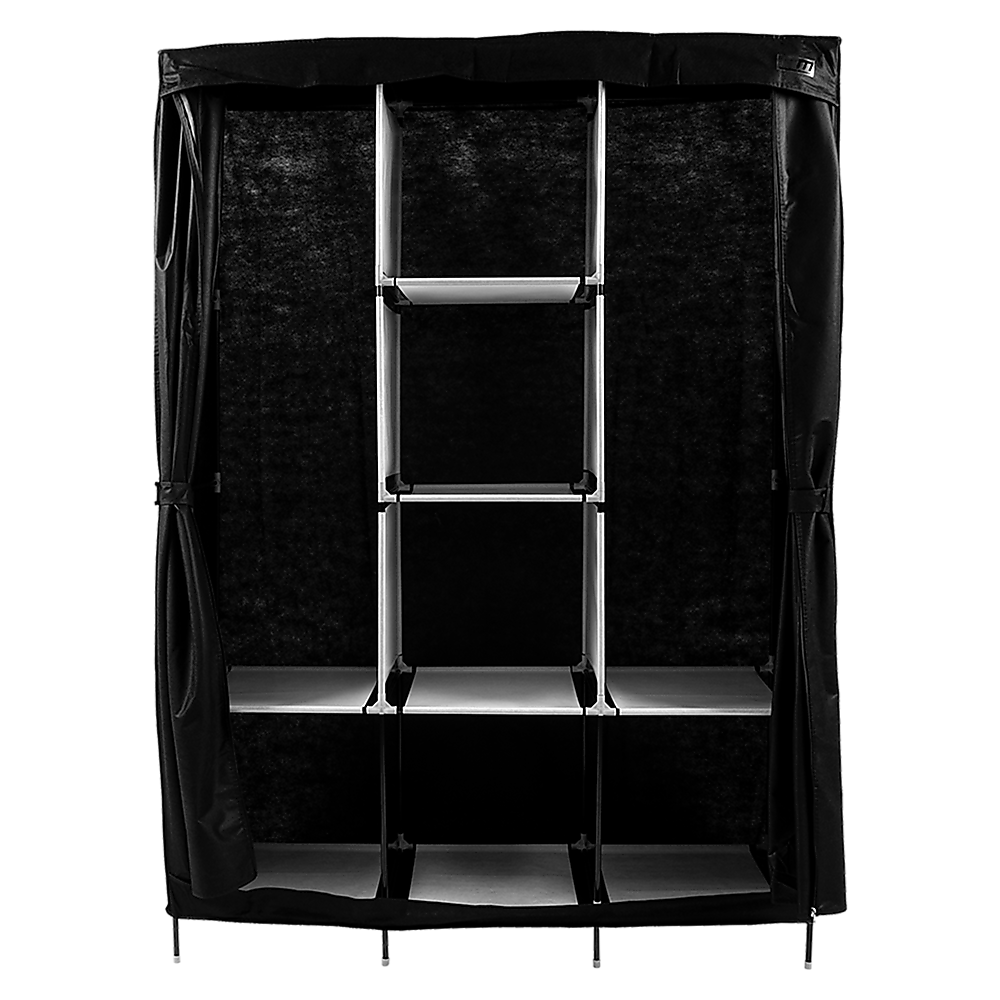Large Portable Clothes Closet Canvas Wardrobe Storage Organizer with Shelves V63-831971