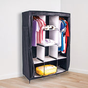Large Portable Clothes Closet Canvas Wardrobe Storage Organizer with Shelves V63-831971