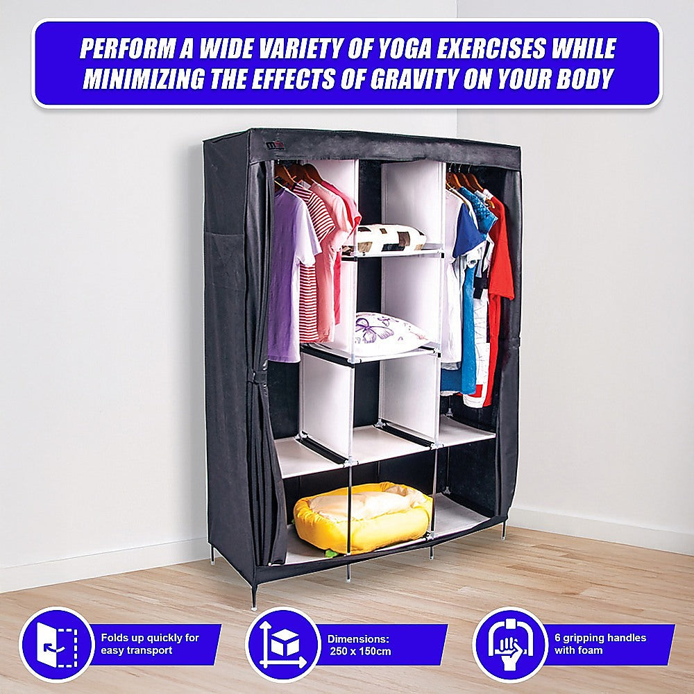 Large Portable Clothes Closet Canvas Wardrobe Storage Organizer with Shelves V63-831971