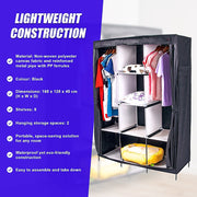 Large Portable Clothes Closet Canvas Wardrobe Storage Organizer with Shelves V63-831971