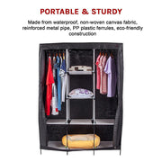 Large Portable Clothes Closet Canvas Wardrobe Storage Organizer with Shelves V63-831971