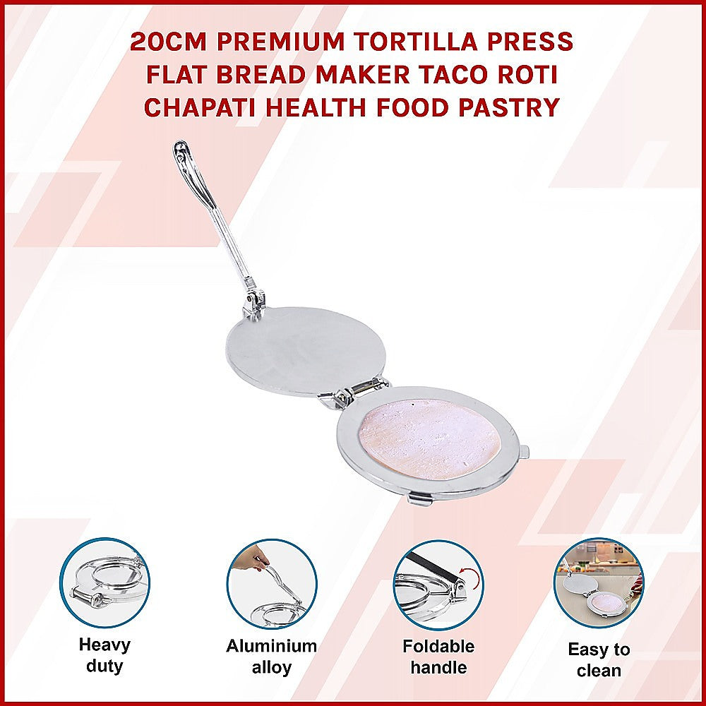 20cm Premium Tortilla Press Flat Bread Maker Taco Roti Chapati Health Food Pastry V63-831991
