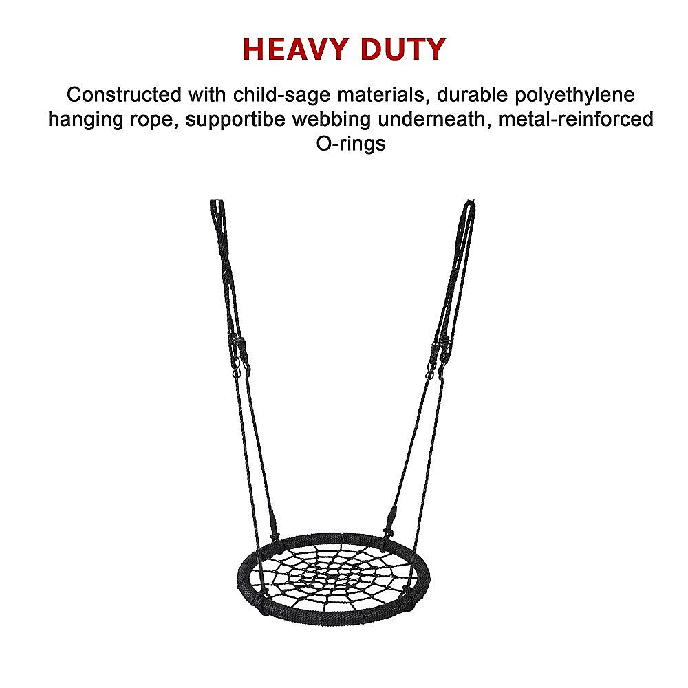 Kids Rope Swing Round Outdoor Birds Crows Nest Spider Web Swing Seat 65cm V63-832041