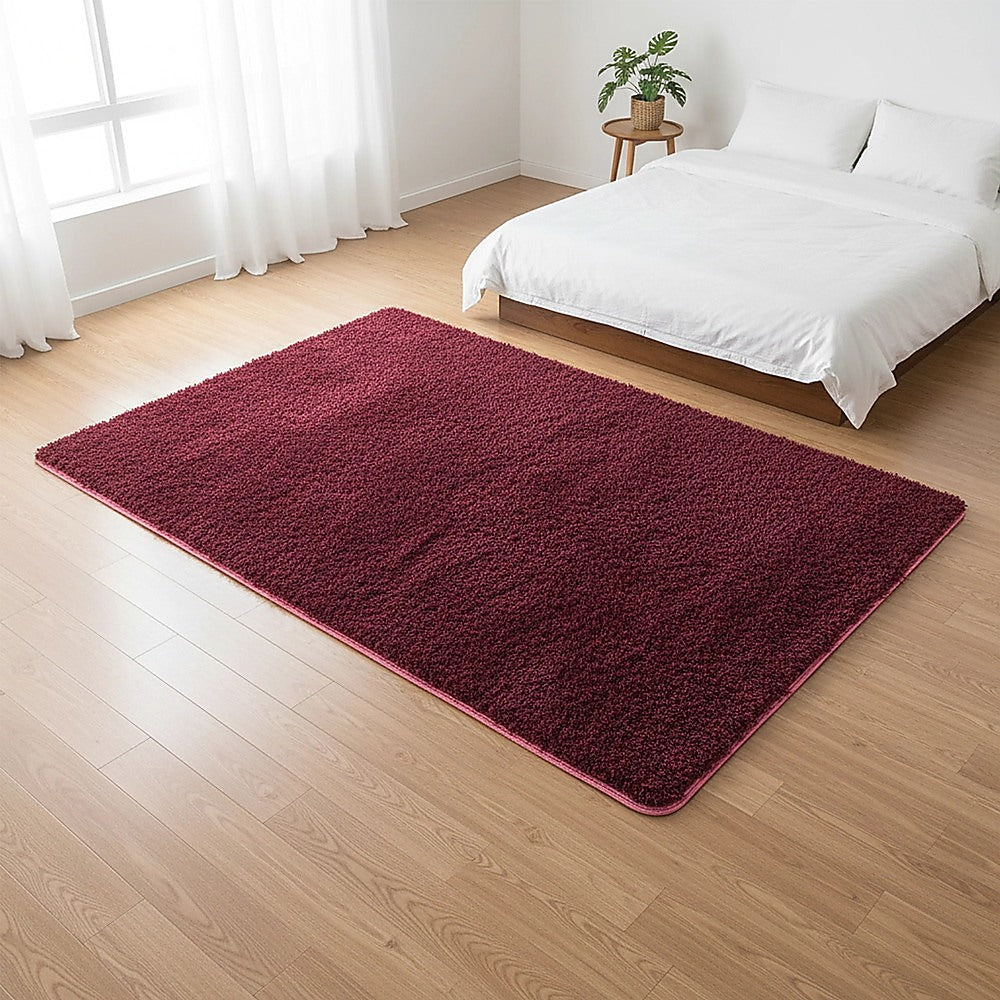 200x140cm Floor Rugs Large Shaggy Rug Area Carpet Bedroom Living Room Mat - Burgundy V63-832081
