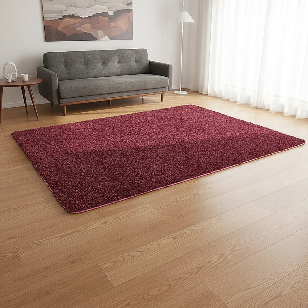 200x140cm Floor Rugs Large Shaggy Rug Area Carpet Bedroom Living Room Mat - Burgundy V63-832081