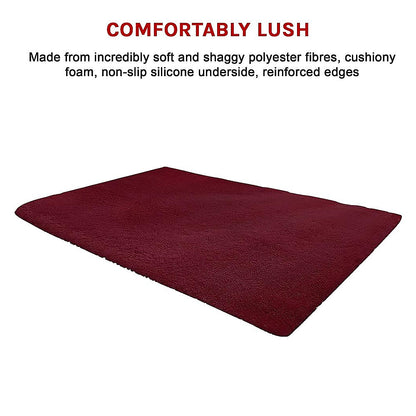 200x140cm Floor Rugs Large Shaggy Rug Area Carpet Bedroom Living Room Mat - Burgundy V63-832081